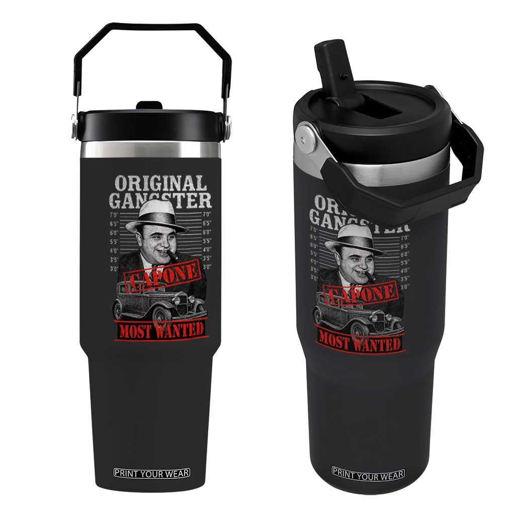 Original Gangster Most Wanted Al Capone Flip Straw Tumbler Italian American Mafia TS11 One Size: 30 oz Black Print Your Wear