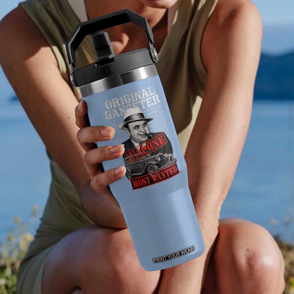 Original Gangster Most Wanted Al Capone Flip Straw Tumbler Italian American Mafia TS11 One Size: 30 oz Light Blue Print Your Wear