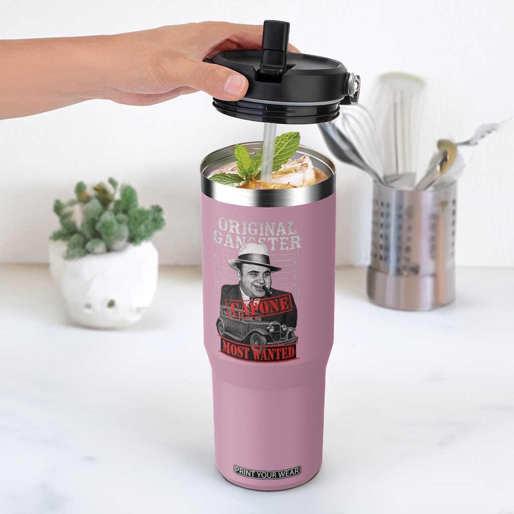 Original Gangster Most Wanted Al Capone Flip Straw Tumbler Italian American Mafia TS11 One Size: 30 oz Light Pink Print Your Wear