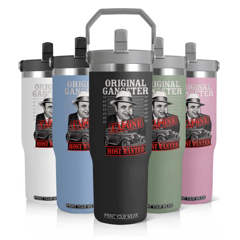 Original Gangster Most Wanted Al Capone Flip Straw Tumbler Italian American Mafia TS11 Print Your Wear