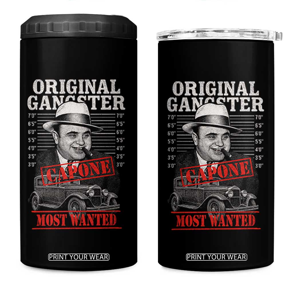 Original Gangster Most Wanted Al Capone 4 in 1 Can Cooler Tumbler Italian American Mafia TS11 One Size: 16 oz Black Print Your Wear