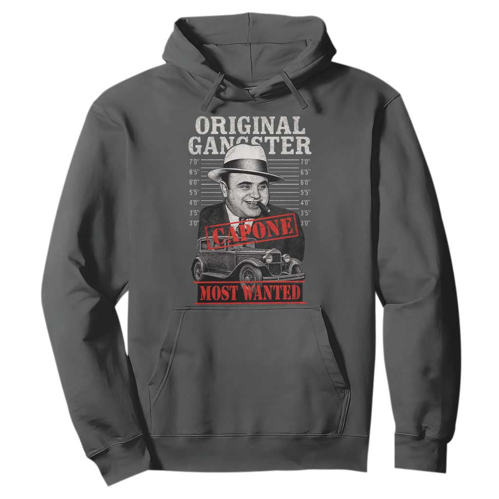 Original Gangster Most Wanted Al Capone Hoodie Italian American Mafia TS11 Dark Heather Print Your Wear
