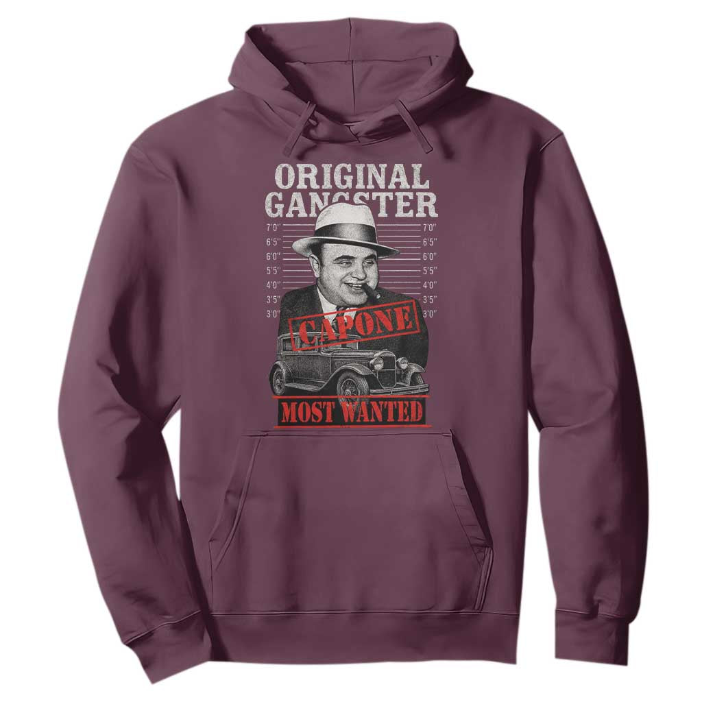 Original Gangster Most Wanted Al Capone Hoodie Italian American Mafia TS11 Maroon Print Your Wear