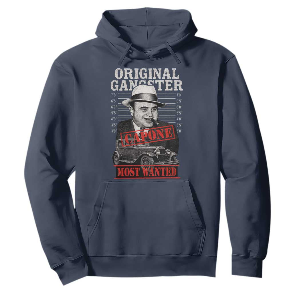 Original Gangster Most Wanted Al Capone Hoodie Italian American Mafia TS11 Navy Print Your Wear