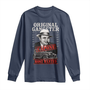 Original Gangster Most Wanted Al Capone Long Sleeve Shirt Italian American Mafia TS11 Navy Print Your Wear
