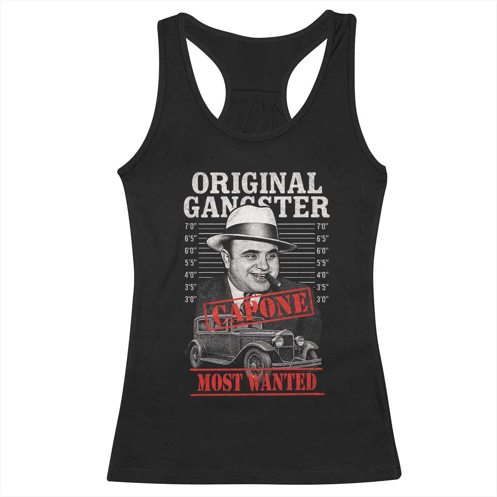 Original Gangster Most Wanted Al Capone Racerback Tank Top Italian American Mafia TS11 Black Print Your Wear