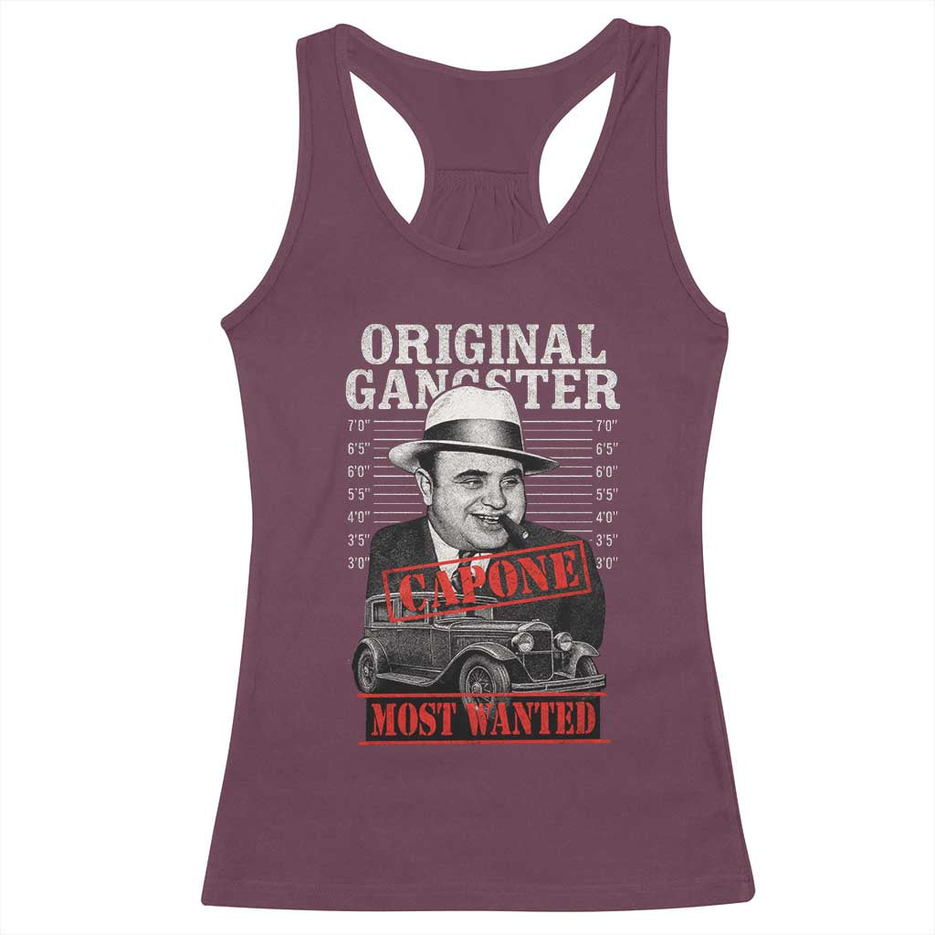 Original Gangster Most Wanted Al Capone Racerback Tank Top Italian American Mafia TS11 Maroon Print Your Wear