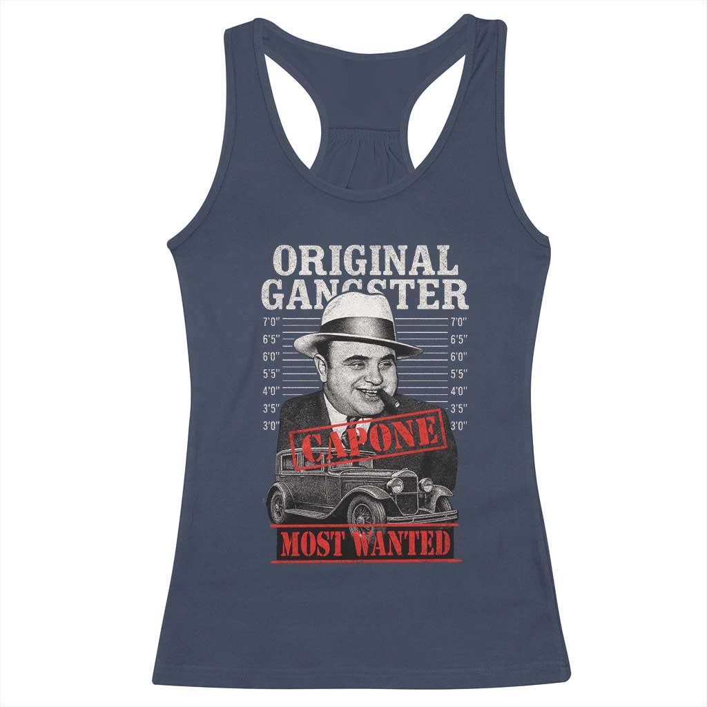 Original Gangster Most Wanted Al Capone Racerback Tank Top Italian American Mafia TS11 Navy Print Your Wear