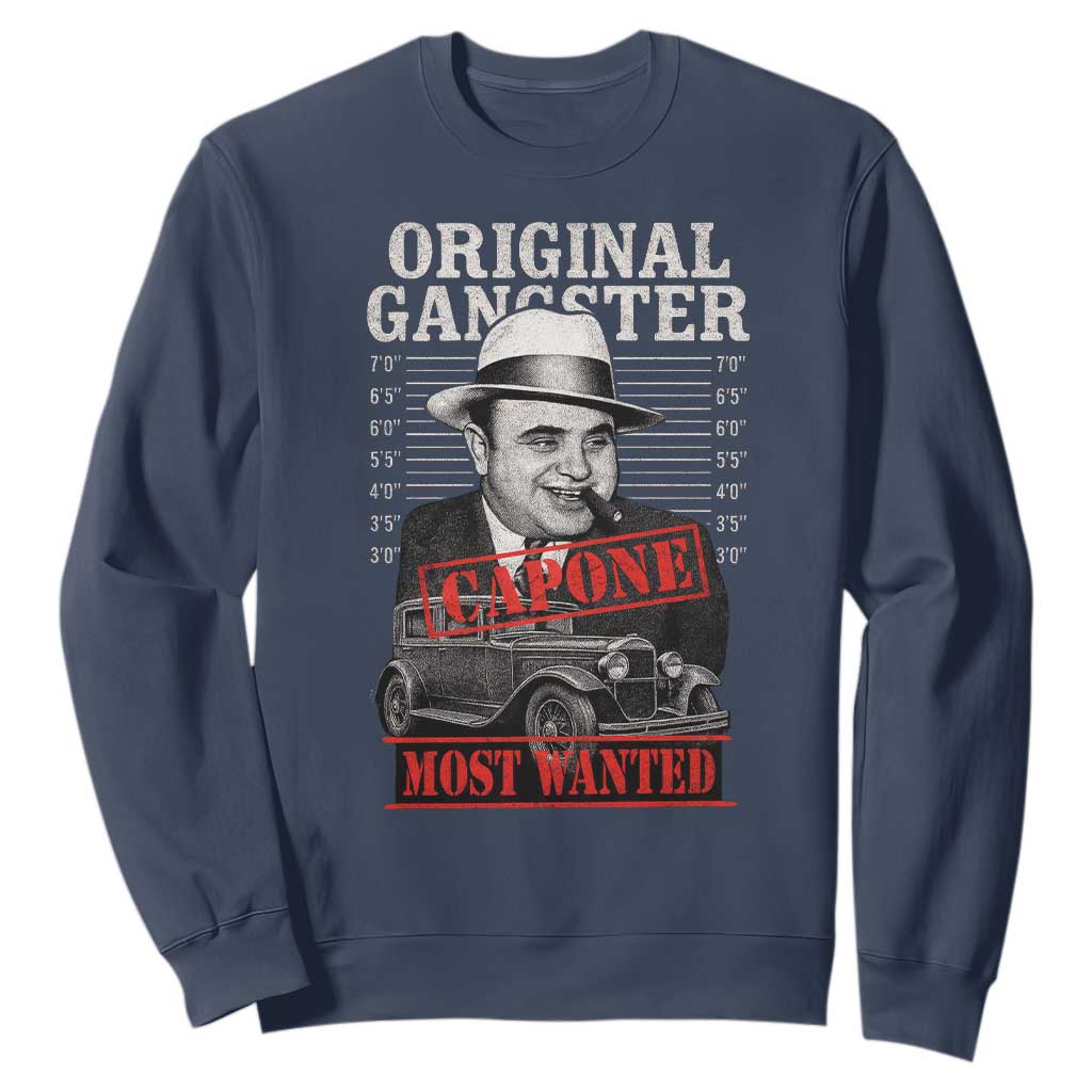 Original Gangster Most Wanted Al Capone Sweatshirt Italian American Mafia TS11 Navy Print Your Wear