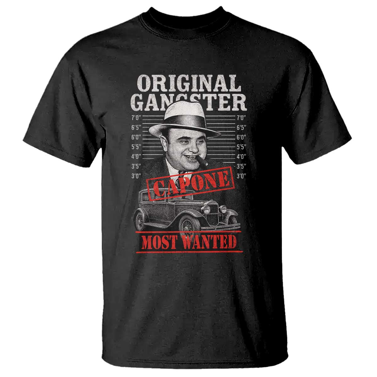 Original Gangster Most Wanted Al Capone T Shirt Italian American Mafia TS11 Black Print Your Wear