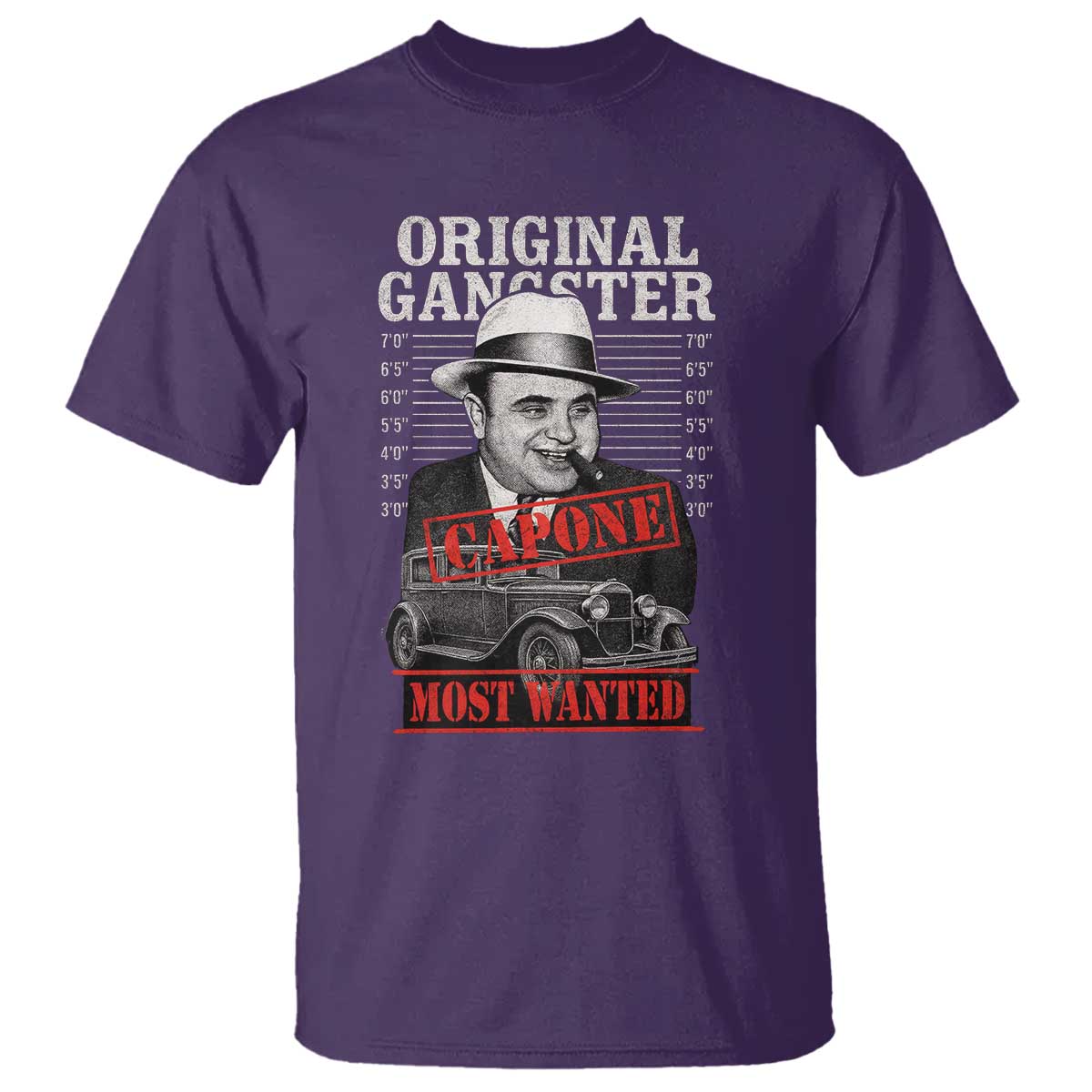Original Gangster Most Wanted Al Capone T Shirt Italian American Mafia TS11 Purple Print Your Wear