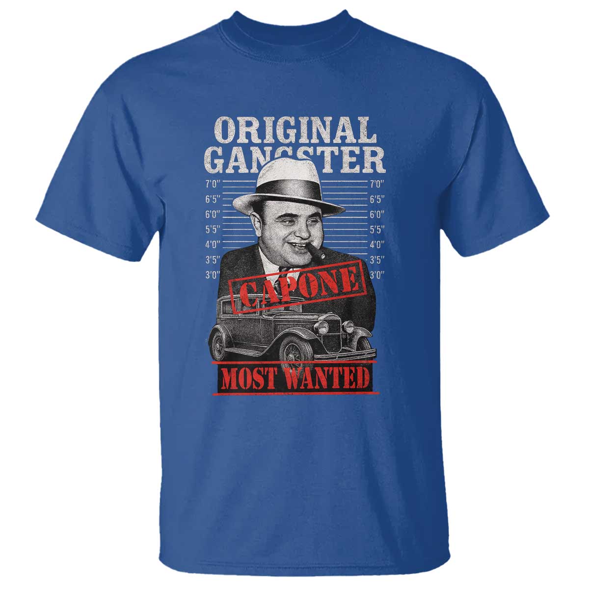 Original Gangster Most Wanted Al Capone T Shirt Italian American Mafia TS11 Royal Blue Print Your Wear