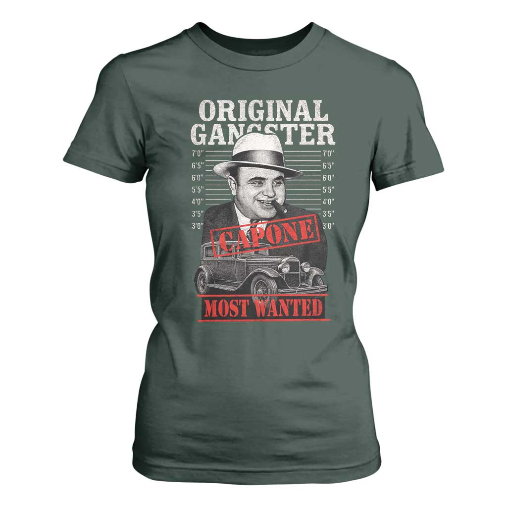 Original Gangster Most Wanted Al Capone T Shirt For Women Italian American Mafia TS11 Dark Forest Green Print Your Wear