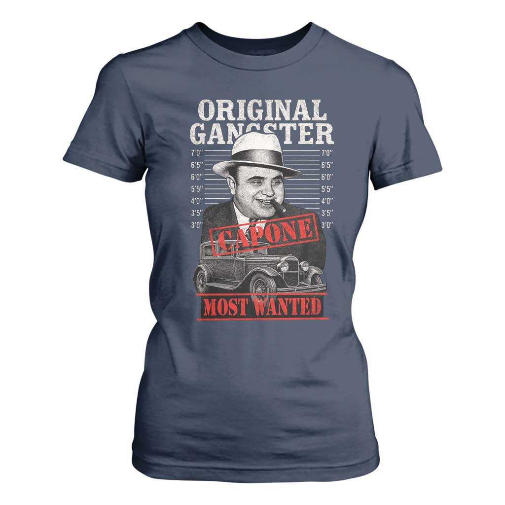 Original Gangster Most Wanted Al Capone T Shirt For Women Italian American Mafia TS11 Navy Print Your Wear
