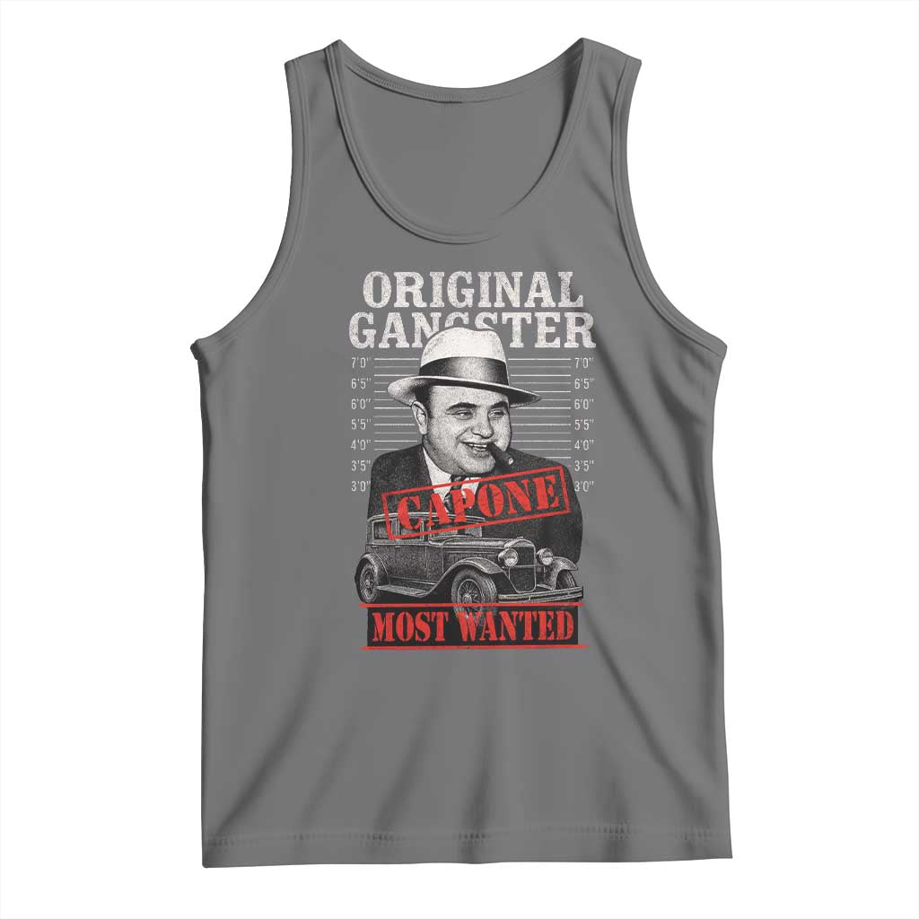 Original Gangster Most Wanted Al Capone Tank Top Italian American Mafia TS11 Black Heather Print Your Wear