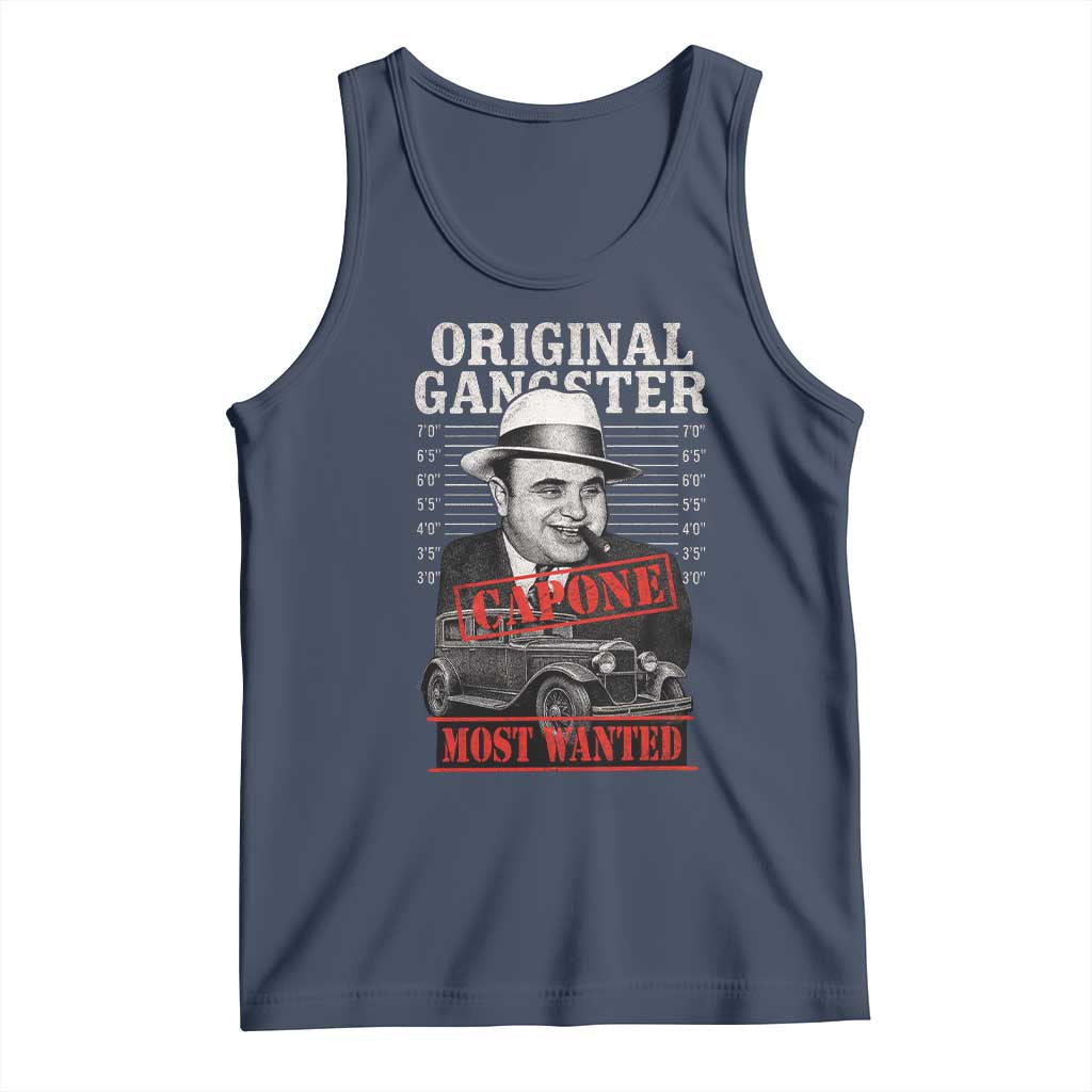 Original Gangster Most Wanted Al Capone Tank Top Italian American Mafia TS11 Navy Print Your Wear