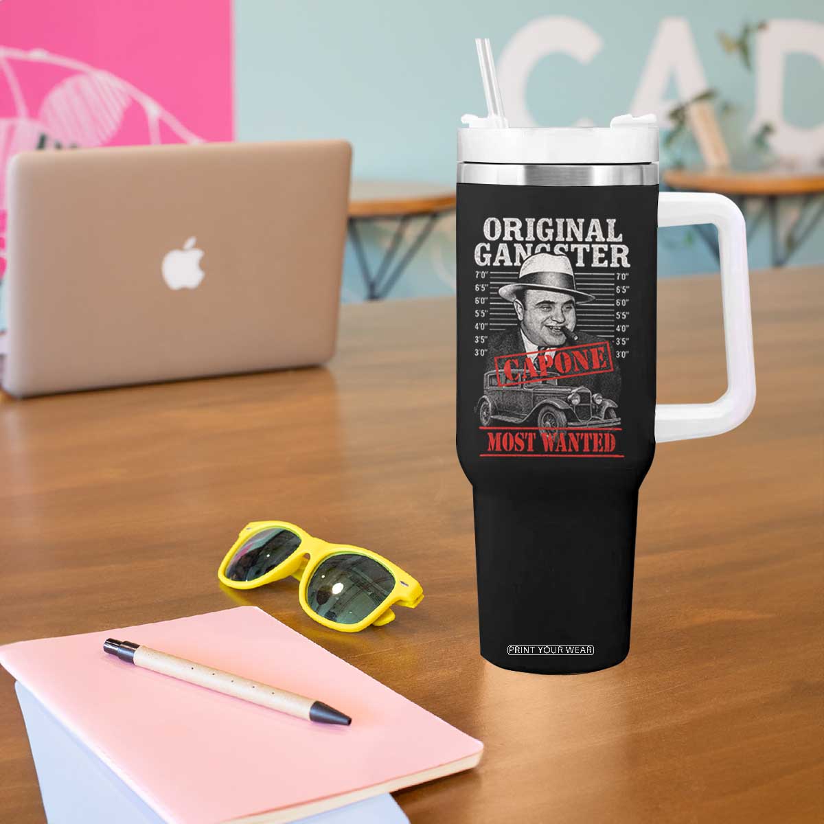 Original Gangster Most Wanted Al Capone Tumbler With Handle Italian American Mafia TS11 Print Your Wear