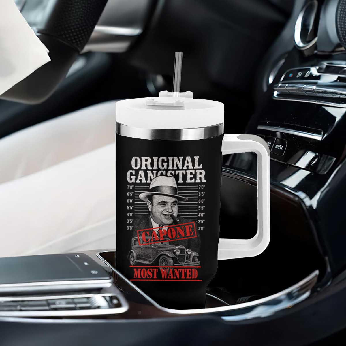 Original Gangster Most Wanted Al Capone Tumbler With Handle Italian American Mafia TS11 Print Your Wear