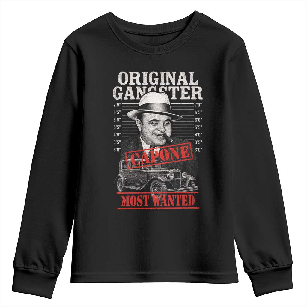 Original Gangster Most Wanted Al Capone Youth Sweatshirt Italian American Mafia TS11 Black Print Your Wear