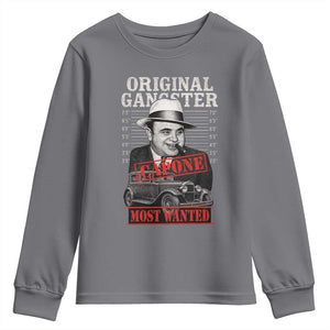 Original Gangster Most Wanted Al Capone Youth Sweatshirt Italian American Mafia TS11 Charcoal Print Your Wear