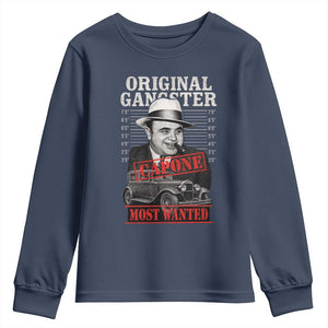 Original Gangster Most Wanted Al Capone Youth Sweatshirt Italian American Mafia TS11 Navy Print Your Wear
