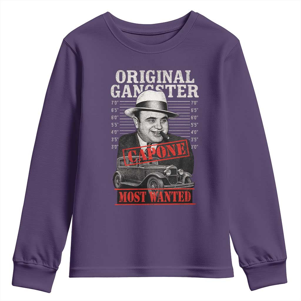 Original Gangster Most Wanted Al Capone Youth Sweatshirt Italian American Mafia TS11 Purple Print Your Wear