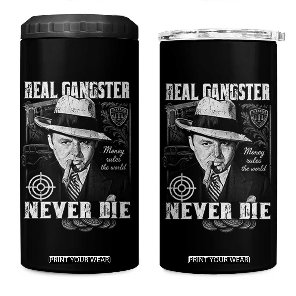 Al Capone 4 in 1 Can Cooler Tumbler Real Ganster Never Die Italian American Mafia TS11 One Size: 16 oz Black Print Your Wear