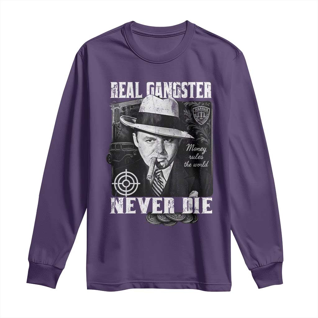 Al Capone Long Sleeve Shirt Real Ganster Never Die Italian American Mafia TS11 Purple Print Your Wear
