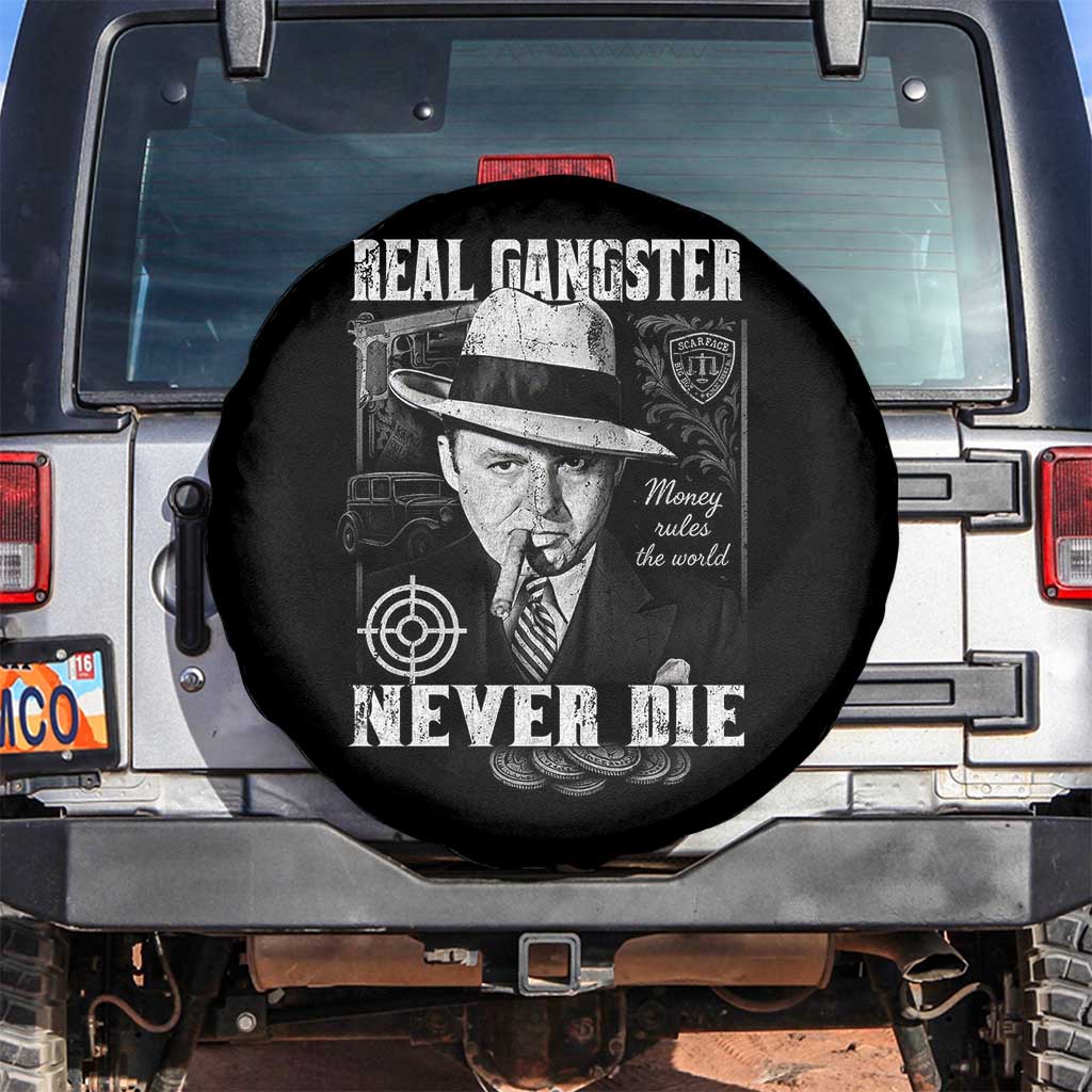 Al Capone Spare Tire Cover Real Ganster Never Die Italian American Mafia TS11 No hole Black Print Your Wear