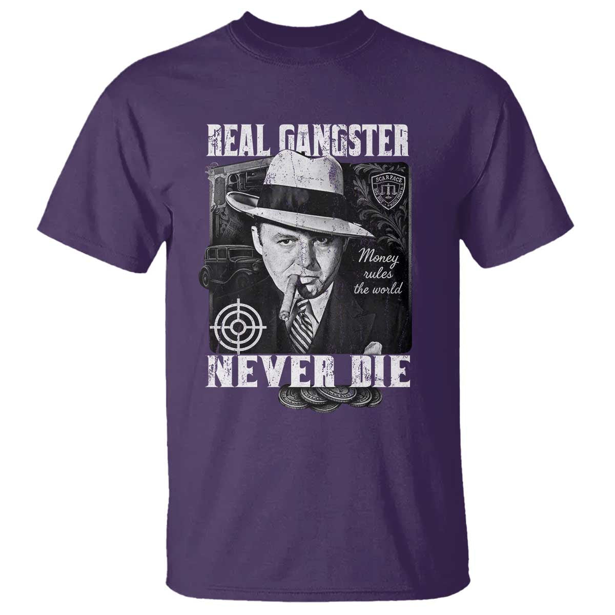 Al Capone T Shirt Real Ganster Never Die Italian American Mafia TS11 Purple Print Your Wear