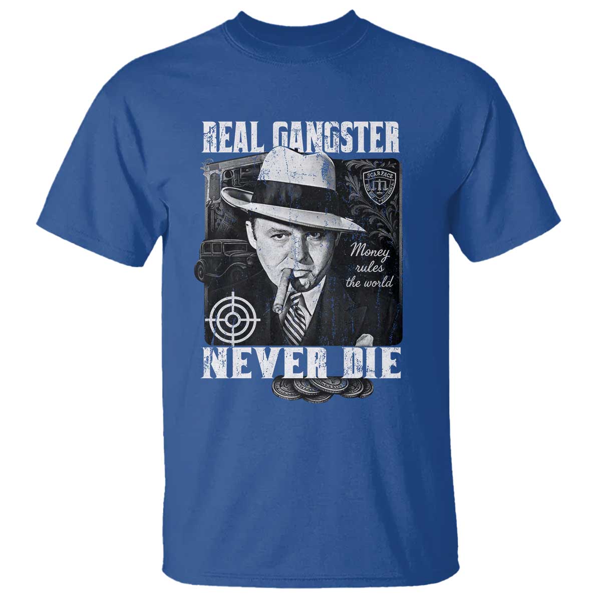 Al Capone T Shirt Real Ganster Never Die Italian American Mafia TS11 Royal Blue Print Your Wear