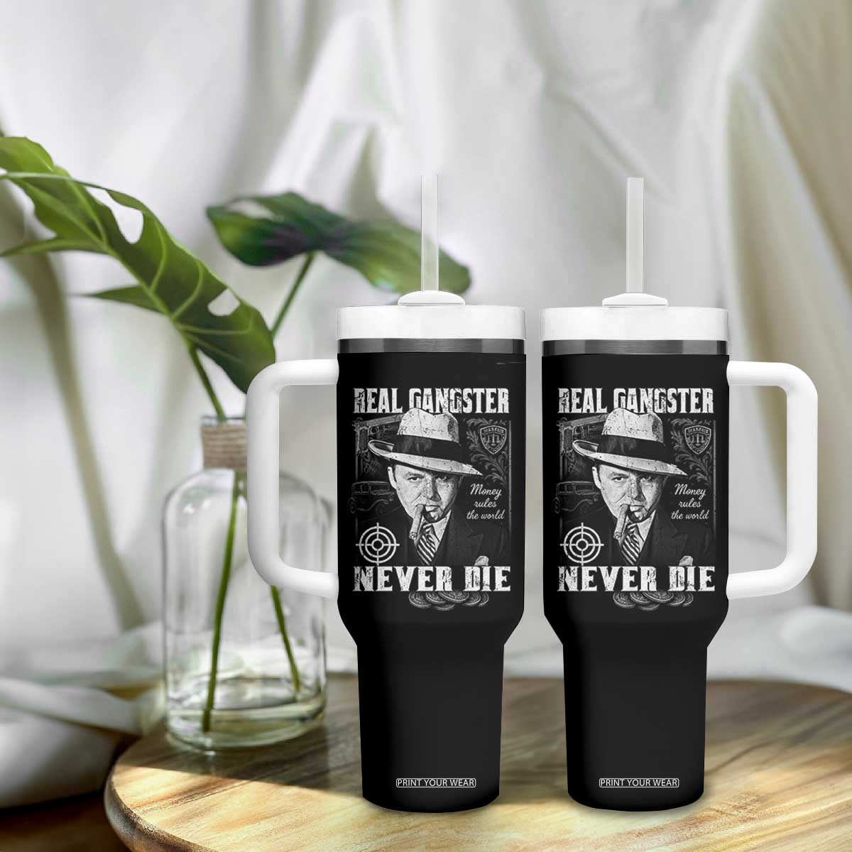 Al Capone Tumbler With Handle Real Ganster Never Die Italian American Mafia TS11 Print Your Wear