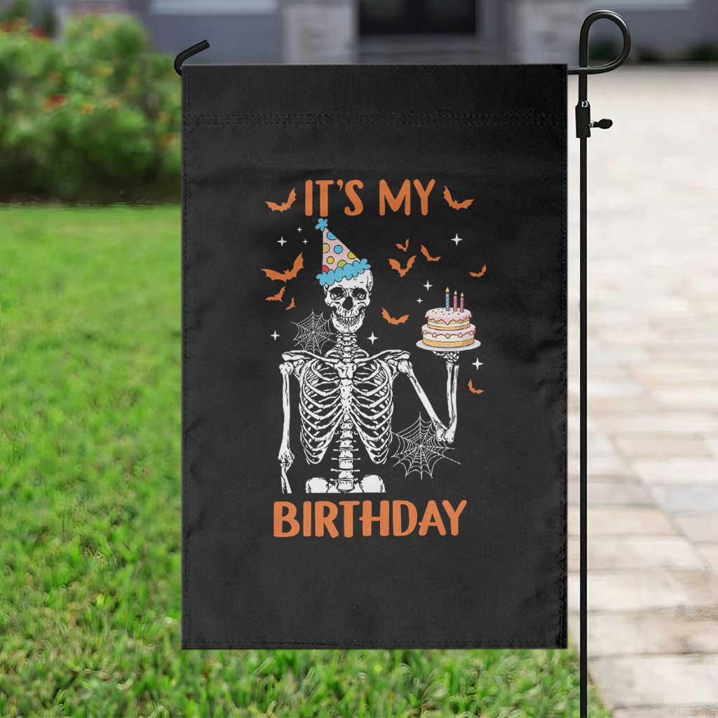 Funny Halloween Birthday Garden Flag Its My Bday Skeleton Cake Party TS11 Print Your Wear