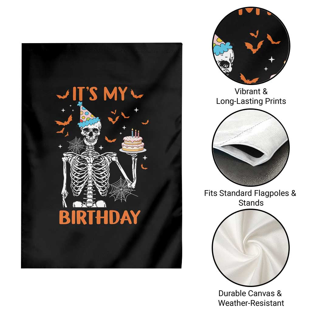 Funny Halloween Birthday Garden Flag Its My Bday Skeleton Cake Party TS11 Print Your Wear