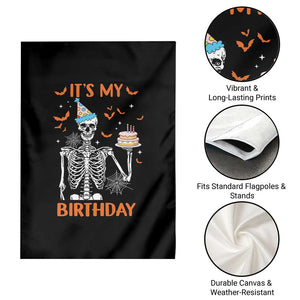 Funny Halloween Birthday Garden Flag Its My Bday Skeleton Cake Party TS11 Print Your Wear