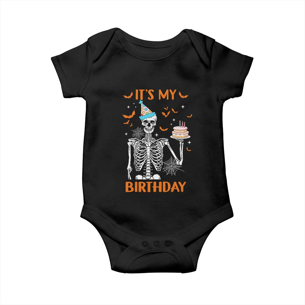 Funny Halloween Birthday Baby Onesie Its My Bday Skeleton Cake Party TS11 Black Print Your Wear