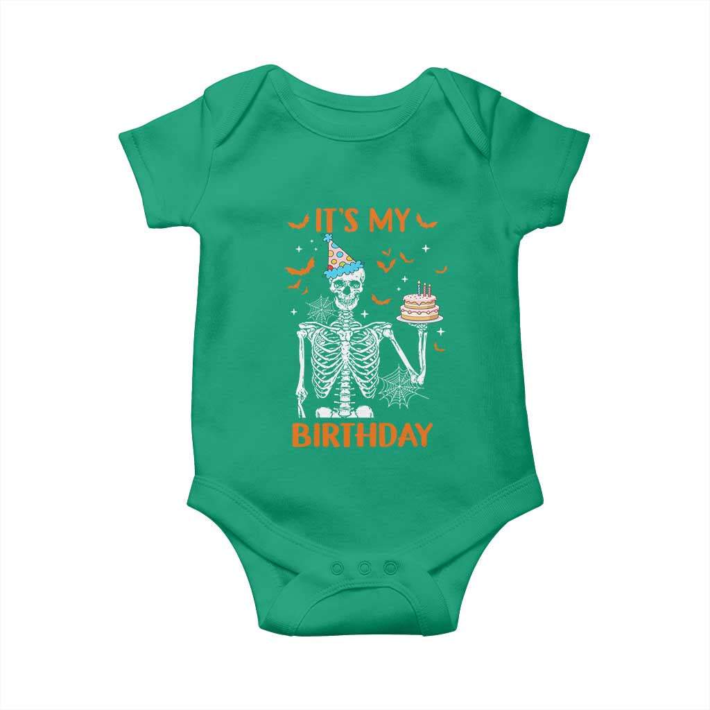 Funny Halloween Birthday Baby Onesie Its My Bday Skeleton Cake Party TS11 Irish Green Print Your Wear
