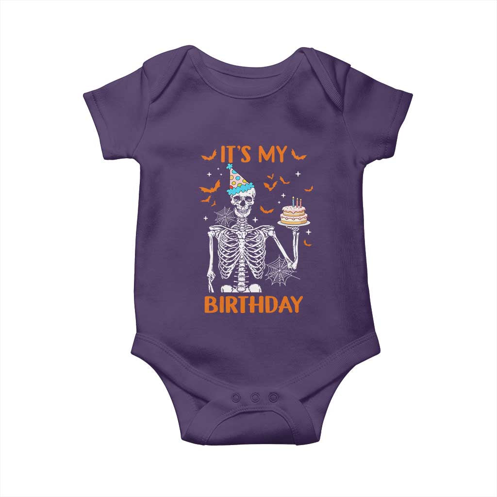 Funny Halloween Birthday Baby Onesie Its My Bday Skeleton Cake Party TS11 Purple Print Your Wear