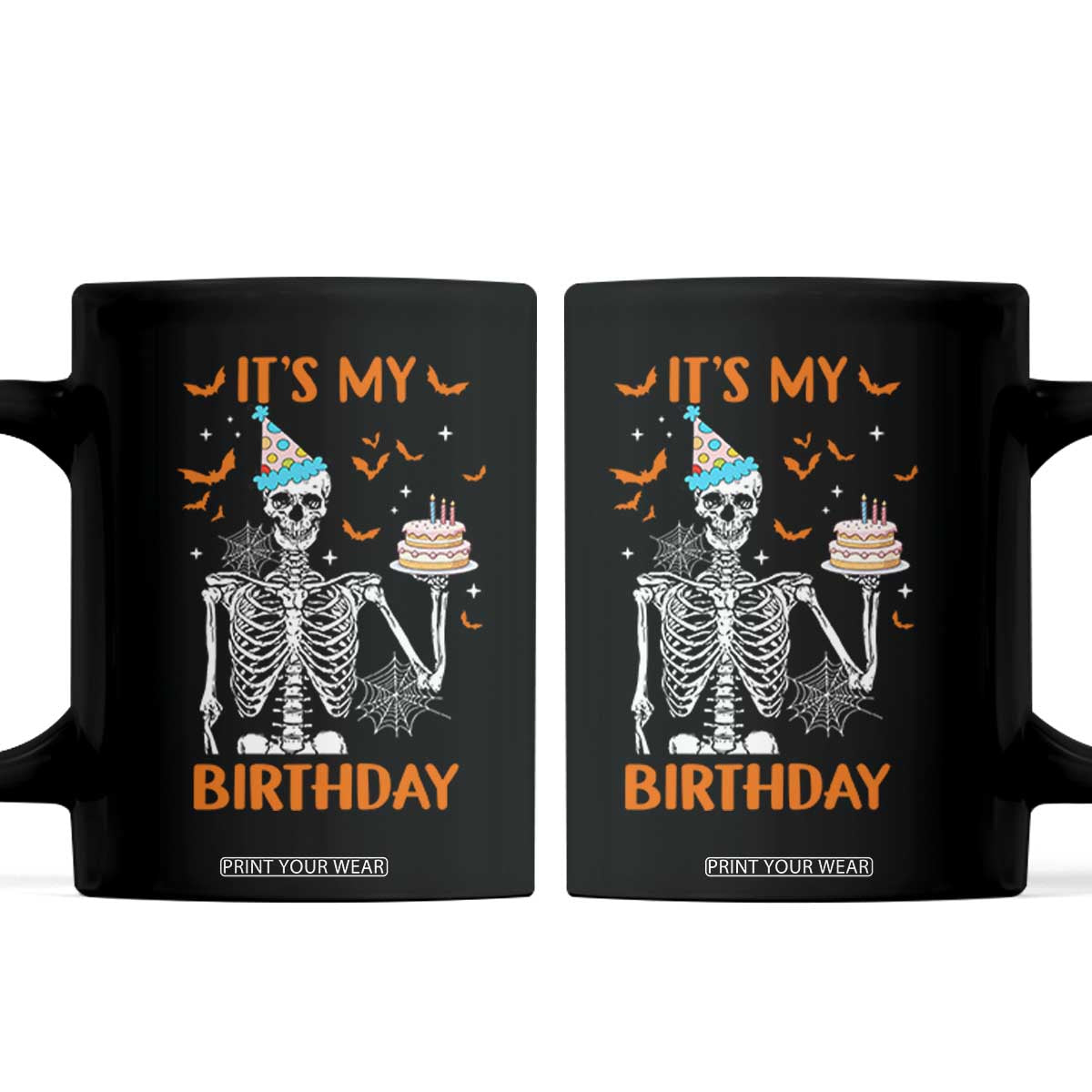 Funny Halloween Birthday Coffee Mug Its My Bday Skeleton Cake Party TS11 Black Print Your Wear