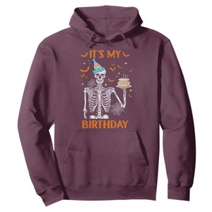 Funny Halloween Birthday Hoodie Its My Bday Skeleton Cake Party TS11 Maroon Print Your Wear