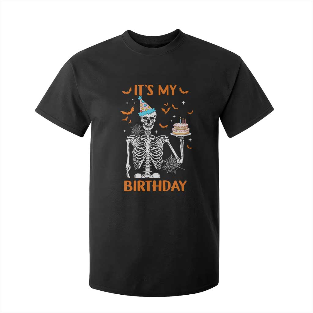 Funny Halloween Birthday T Shirt For Kid Its My Bday Skeleton Cake Party TS11 Black Print Your Wear