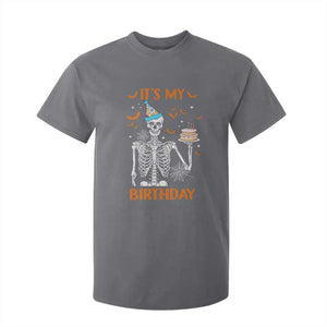 Funny Halloween Birthday T Shirt For Kid Its My Bday Skeleton Cake Party TS11 Charcoal Print Your Wear