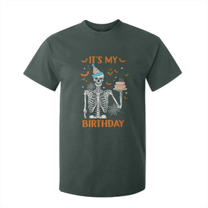 Funny Halloween Birthday T Shirt For Kid Its My Bday Skeleton Cake Party TS11 Dark Forest Green Print Your Wear