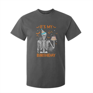 Funny Halloween Birthday T Shirt For Kid Its My Bday Skeleton Cake Party TS11 Dark Heather Print Your Wear