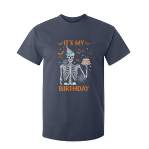 Funny Halloween Birthday T Shirt For Kid Its My Bday Skeleton Cake Party TS11 Navy Print Your Wear