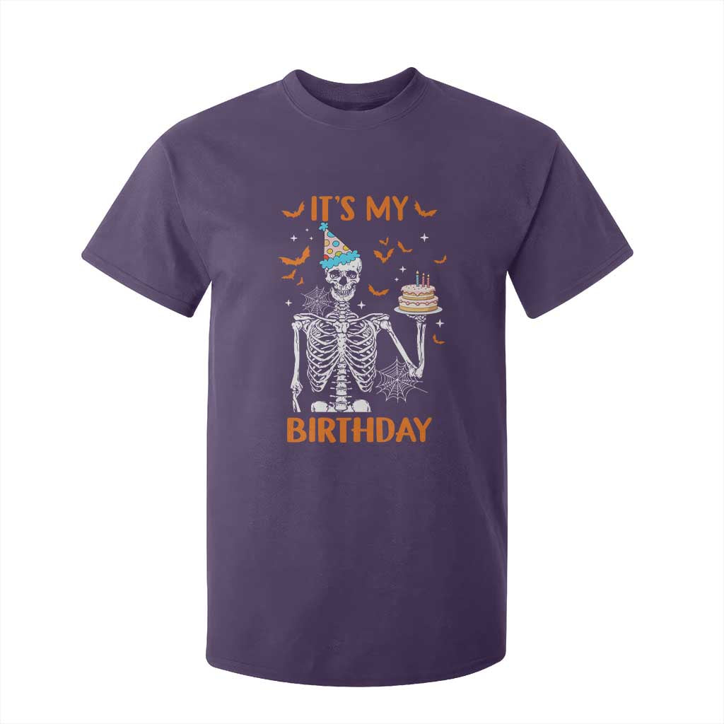 Funny Halloween Birthday T Shirt For Kid Its My Bday Skeleton Cake Party TS11 Purple Print Your Wear
