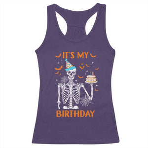 Funny Halloween Birthday Racerback Tank Top Its My Bday Skeleton Cake Party TS11 Purple Print Your Wear