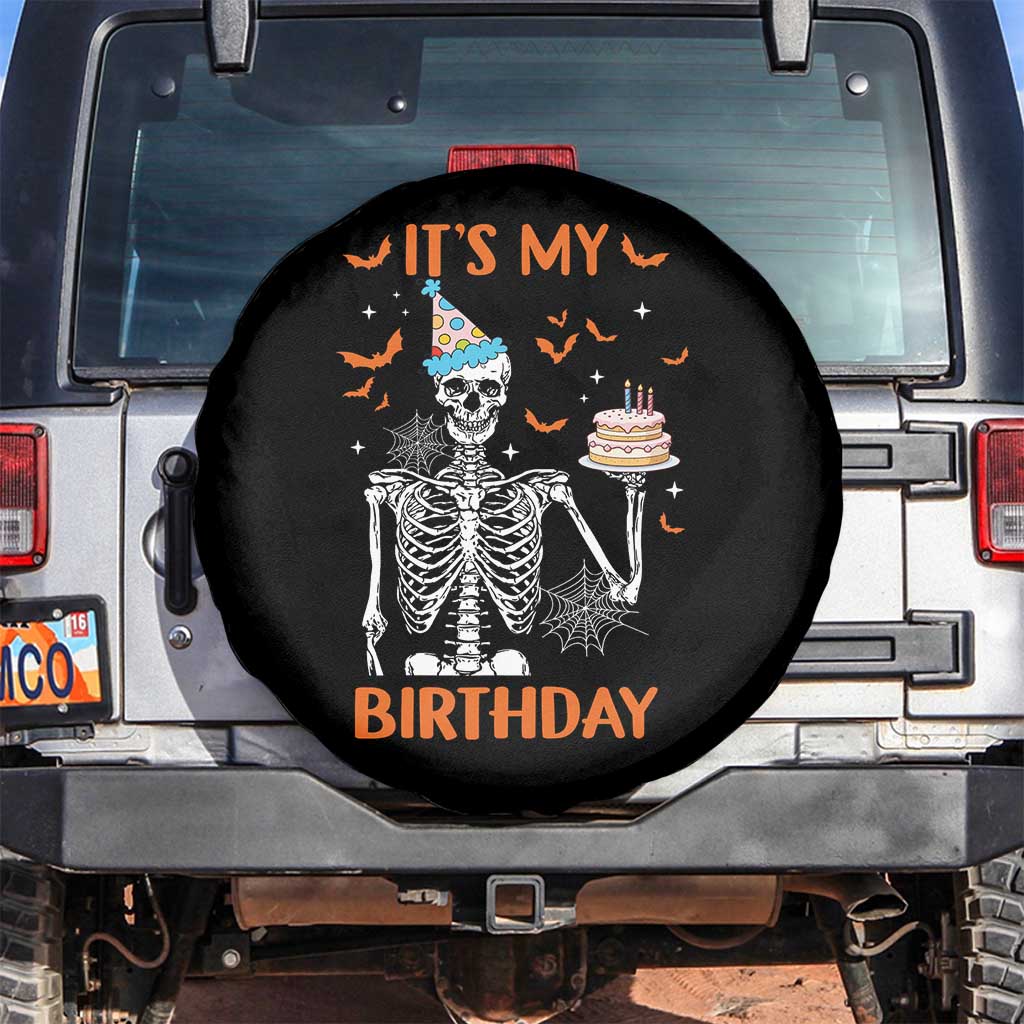 Funny Halloween Birthday Spare Tire Cover Its My Bday Skeleton Cake Party TS11 No hole Black Print Your Wear