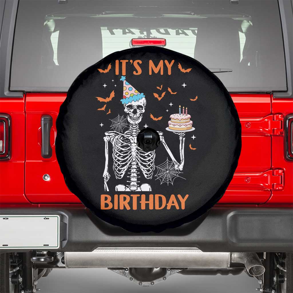 Funny Halloween Birthday Spare Tire Cover Its My Bday Skeleton Cake Party TS11 Black Print Your Wear