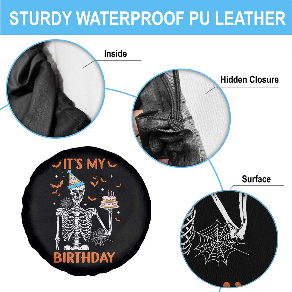 Funny Halloween Birthday Spare Tire Cover Its My Bday Skeleton Cake Party TS11 Print Your Wear
